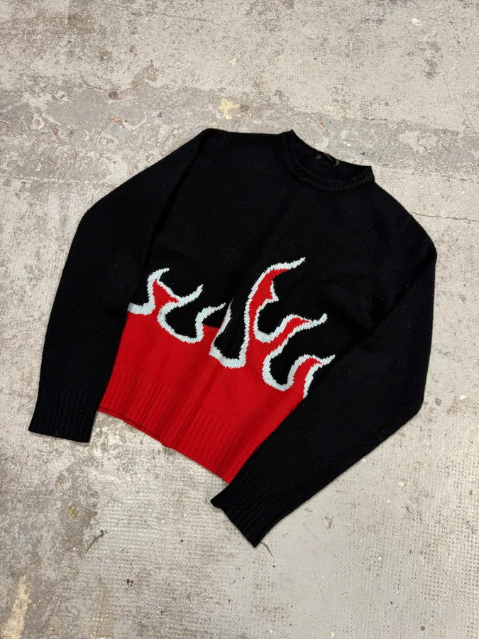 AW2018 Prada Black & Red Fire Sweater rCPAuPj 7