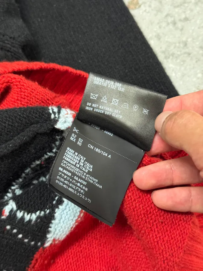 AW2018 Prada Black & Red Fire Sweater rCPAuPj 8