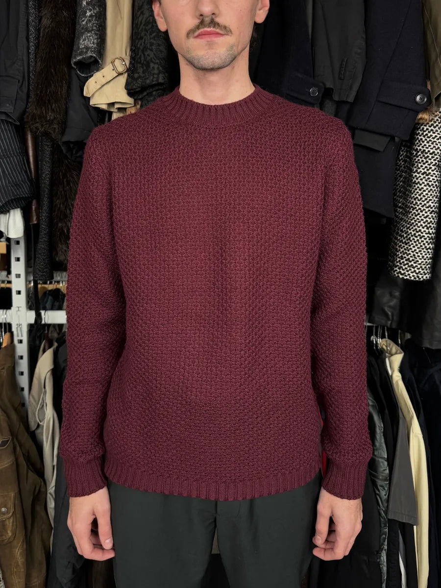 AW2018 Prada Bordeaux Minimalist Waffled Sweater IoehyFO 1