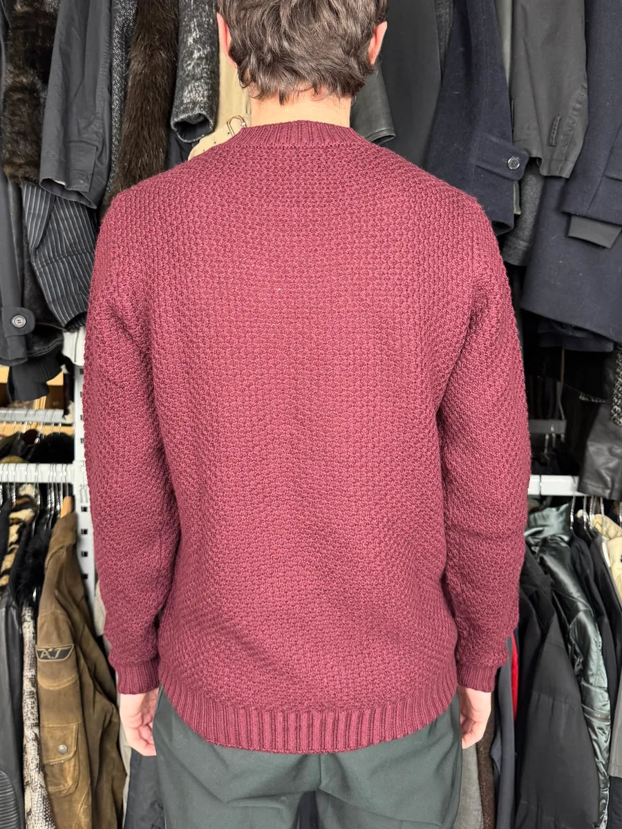 AW2018 Prada Bordeaux Minimalist Waffled Sweater IoehyFO 2