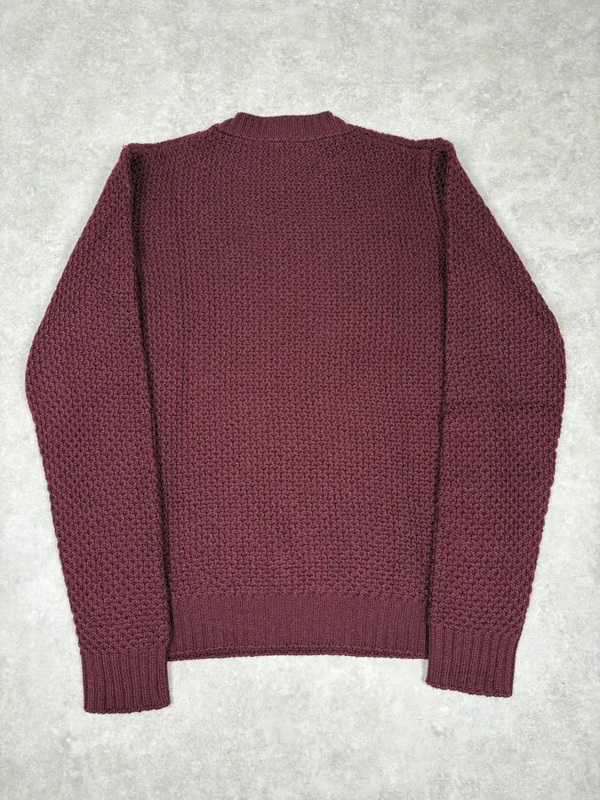 AW2018 Prada Bordeaux Minimalist Waffled Sweater IoehyFO 5