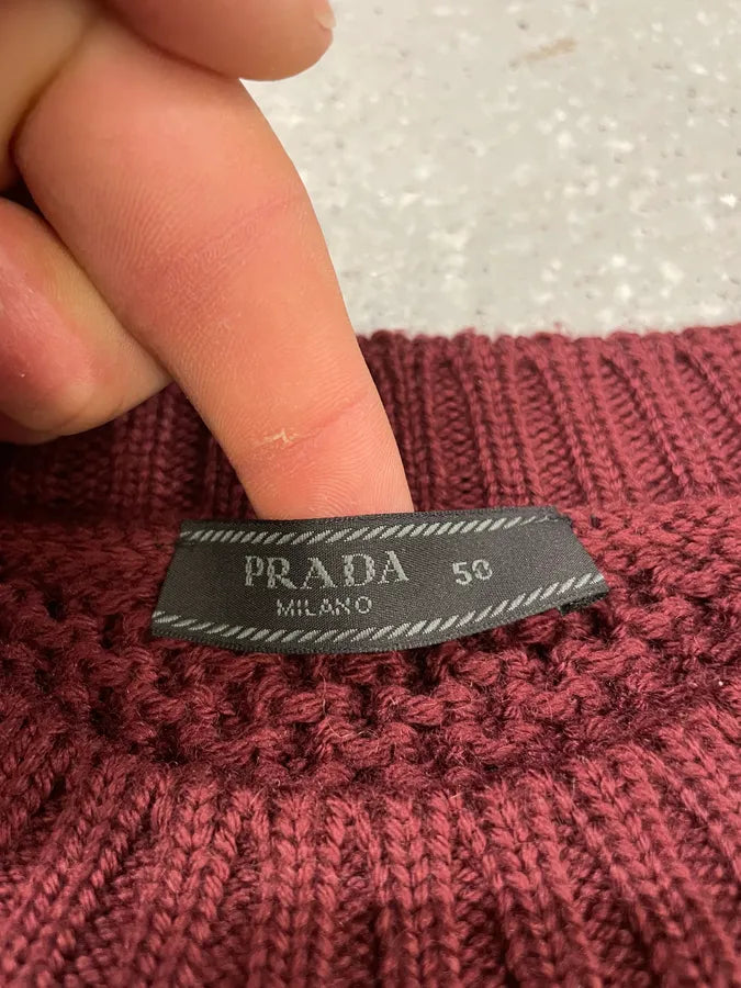 AW2018 Prada Bordeaux Wool Sweater (L) TUpJiOM 7