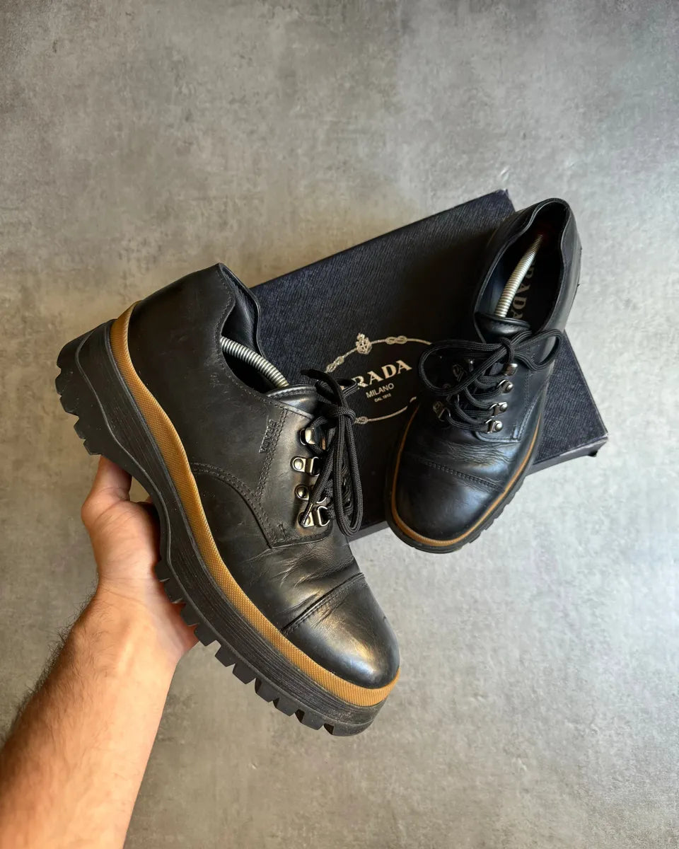 AW2018 Prada Brixxen Derby Lace Ups Black Leather Shoes (42eu/us8.5) 0