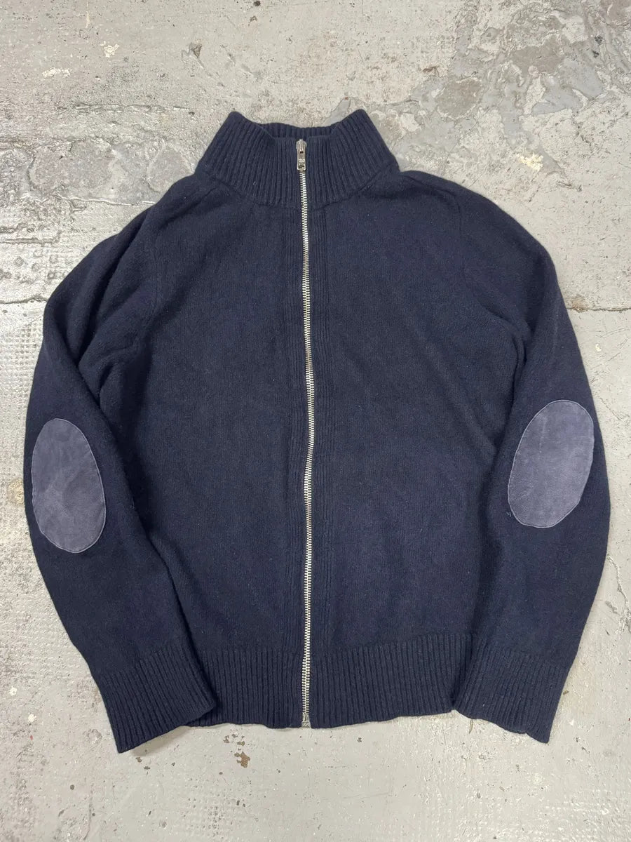 AW2018 Prada Navy Wool Zip-up Sweater kRyQvNB 0
