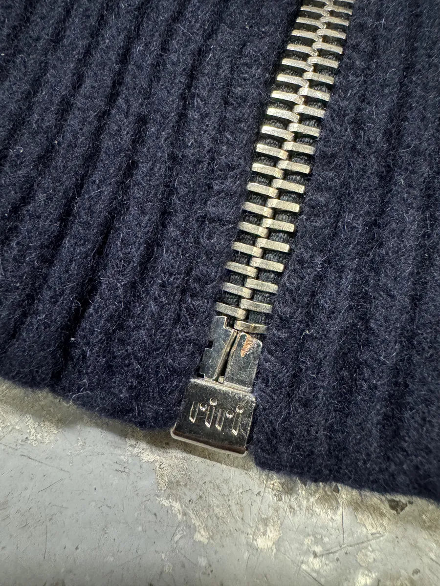 AW2018 Prada Navy Wool Zip-up Sweater kRyQvNB 10