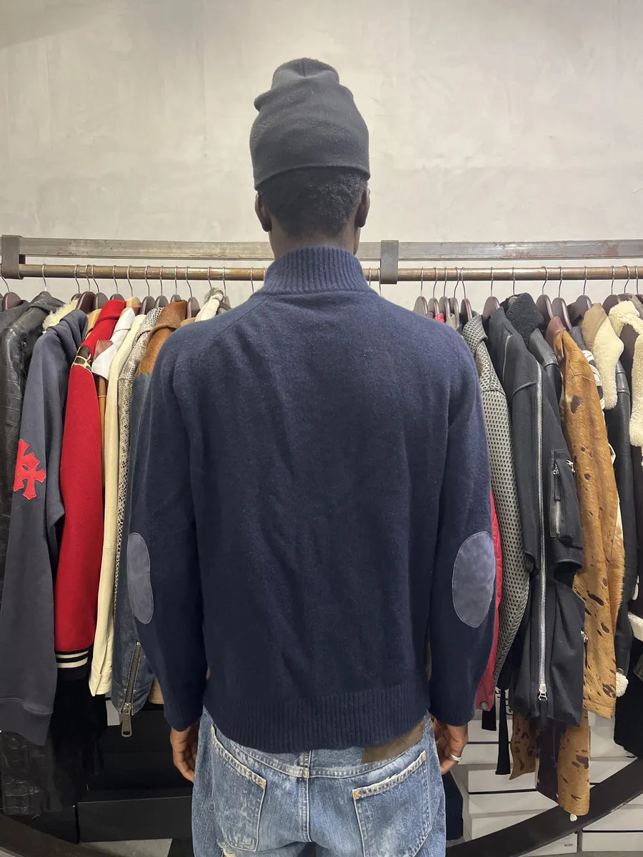 AW2018 Prada Navy Wool Zip-up Sweater kRyQvNB 3