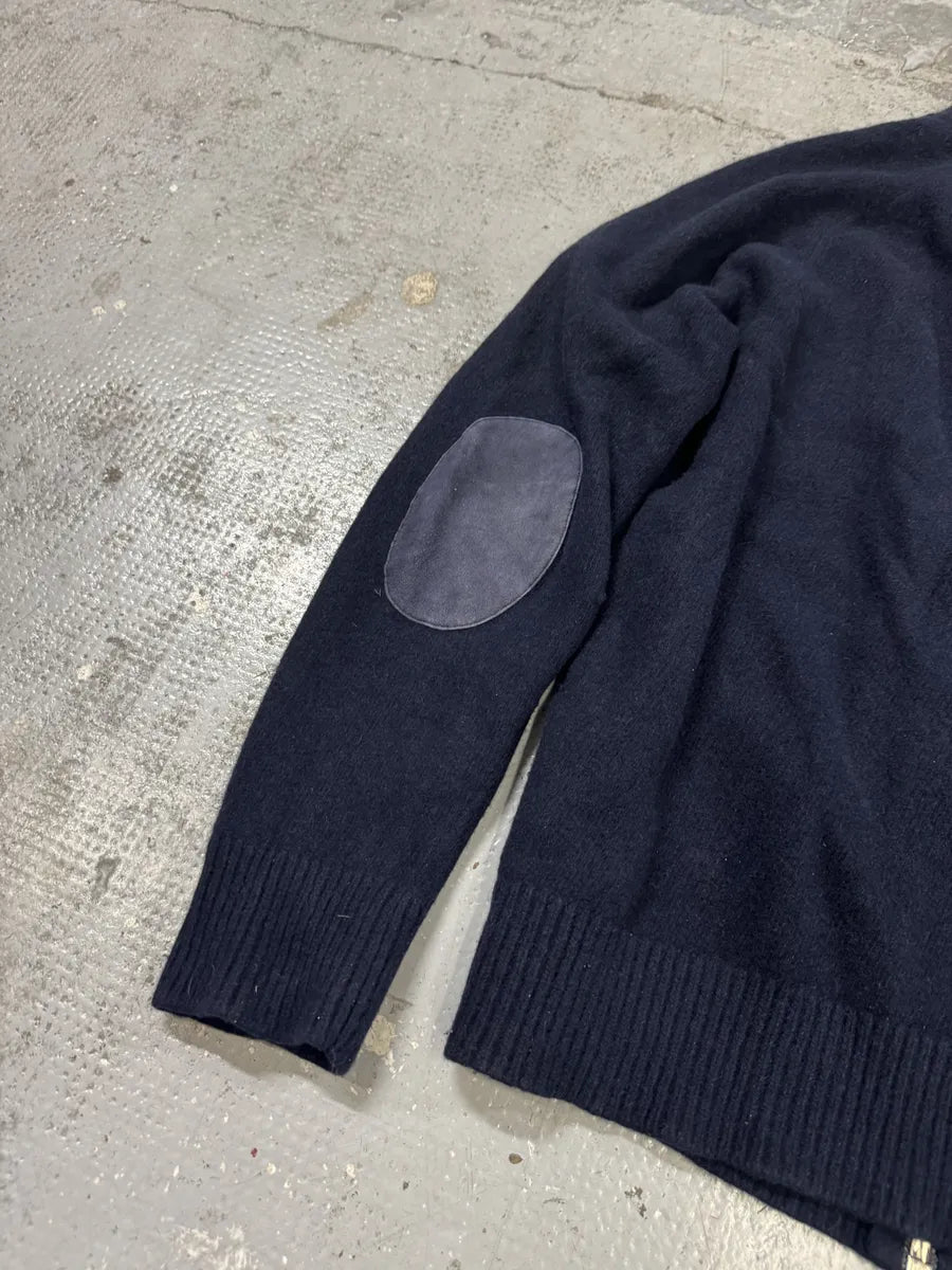 AW2018 Prada Navy Wool Zip-up Sweater kRyQvNB 5