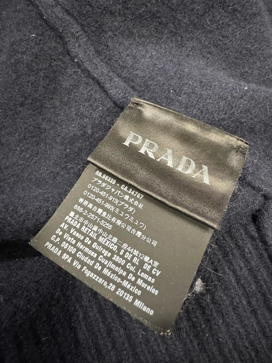 AW2018 Prada Navy Wool Zip-up Sweater kRyQvNB 8