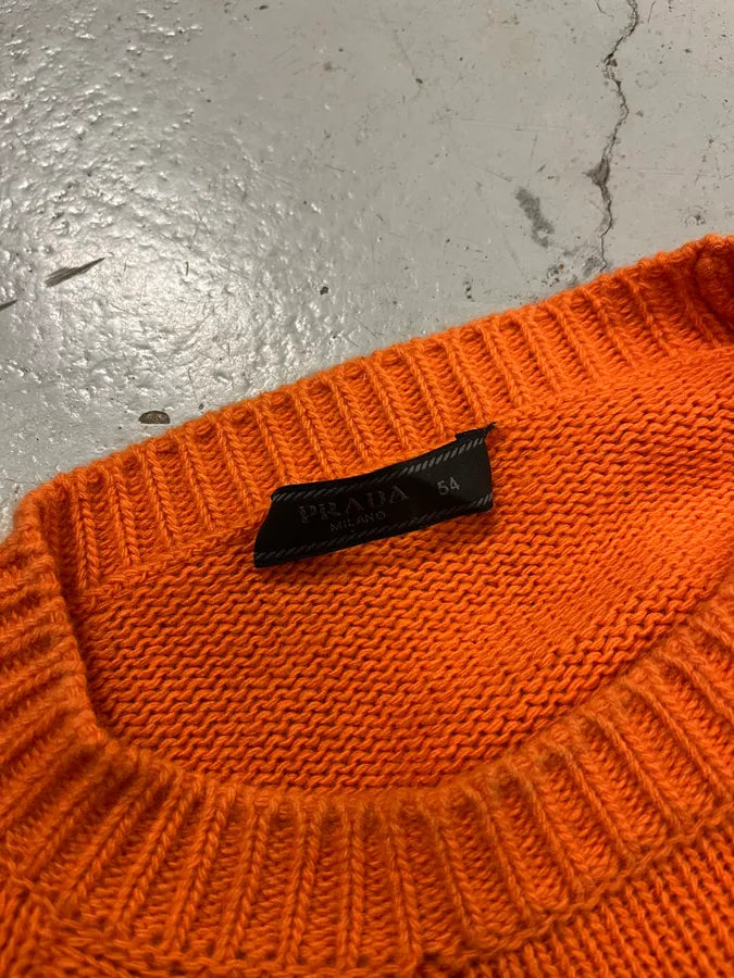 AW2018 Prada Orange Wool Minimalist Sweater ytglKUo 8