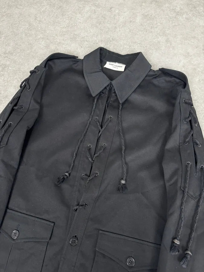 AW2018 Saint Laurent Black Laced Jacket dAbzWfe 4