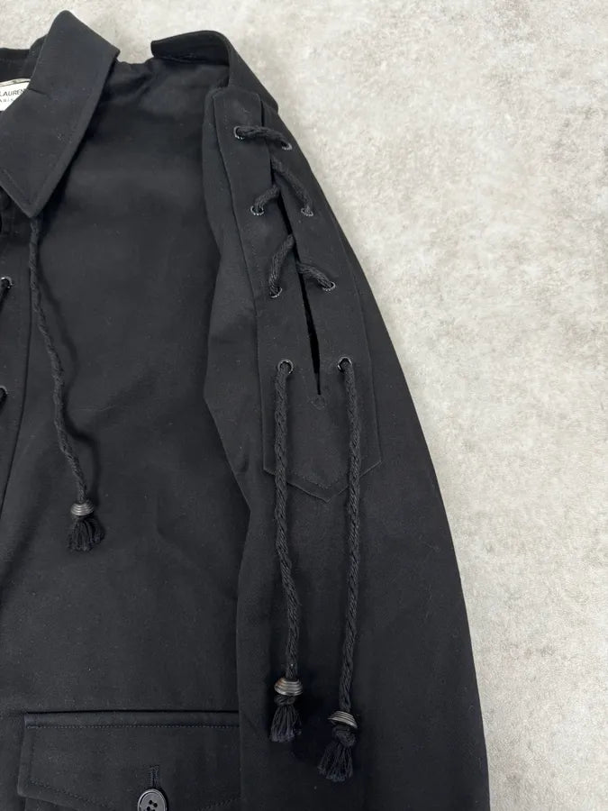 AW2018 Saint Laurent Black Laced Jacket dAbzWfe 7
