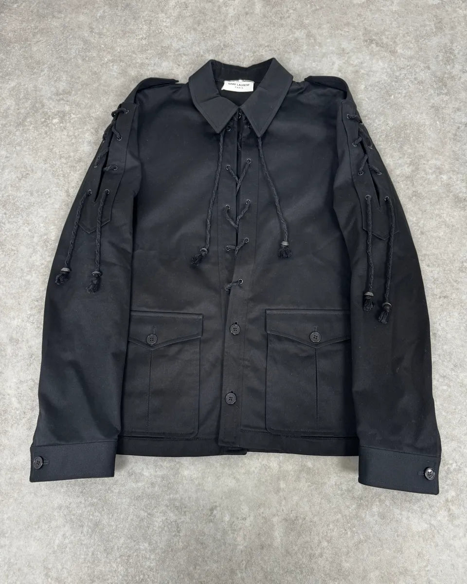 AW2018 Saint Laurent Black Laced Jacket dAbzWfe 0