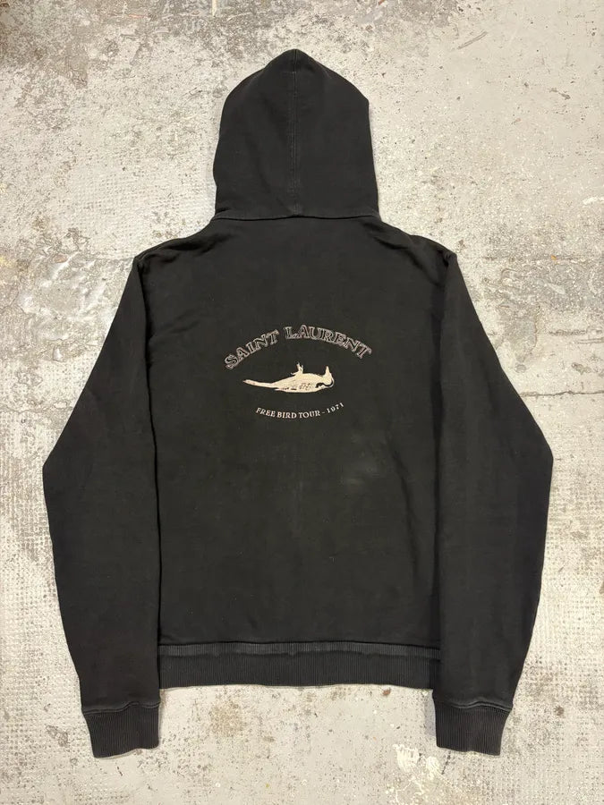 AW2018 Saint Laurent Navy Zip-up Hoodie cQLNXqH 5