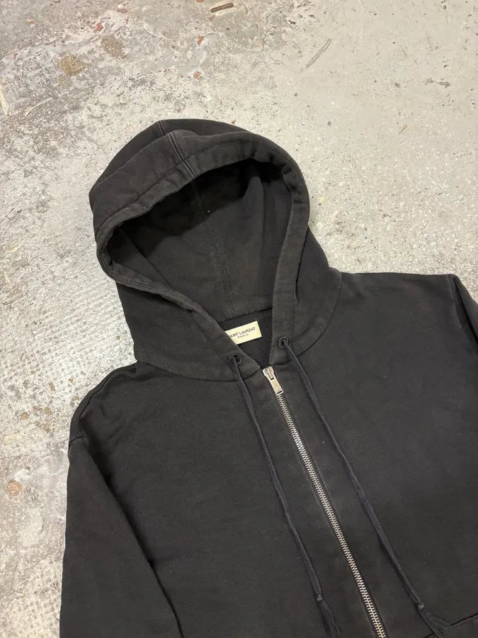 AW2018 Saint Laurent Navy Zip-up Hoodie cQLNXqH 4