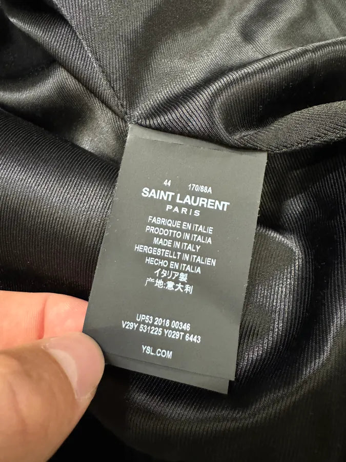 AW2018 Saint Laurent Red Mohair Black Leather Teddy Bomber Jacket (S) RJwRFLn 10