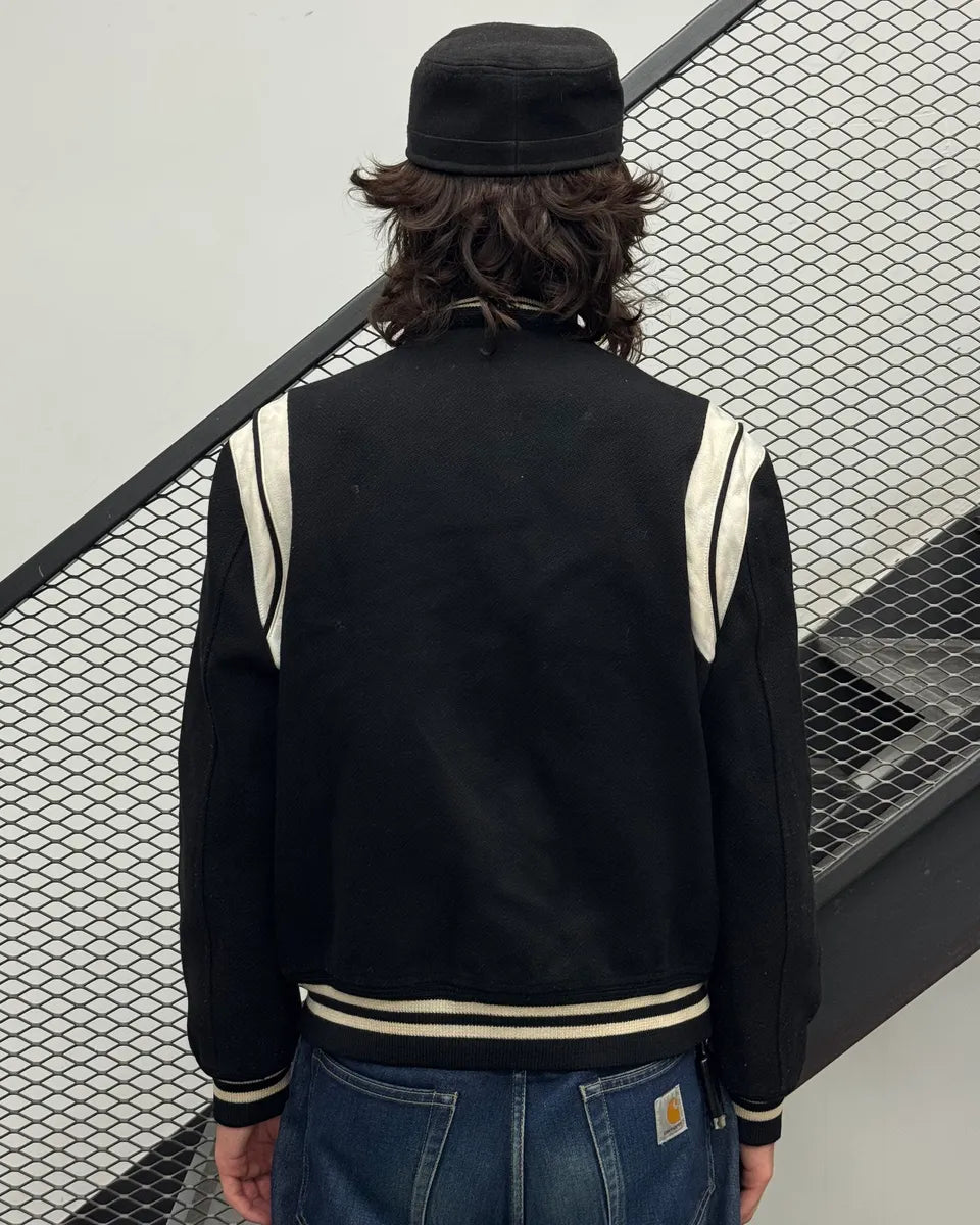 AW2018 Saint Laurent White Contrast Collar Black Teddy Jacket QRAcxGW 2