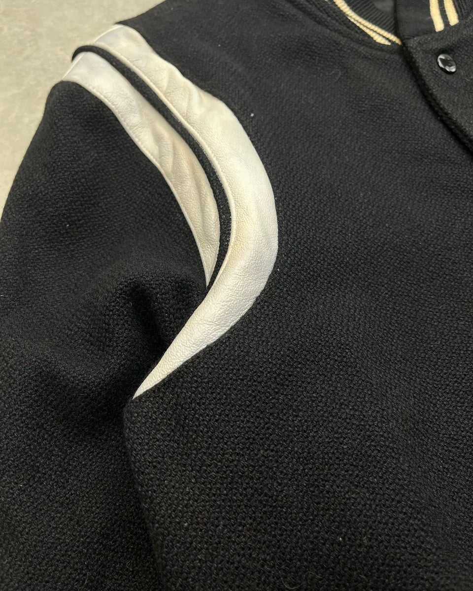 AW2018 Saint Laurent White Contrast Collar Black Teddy Jacket QRAcxGW 7