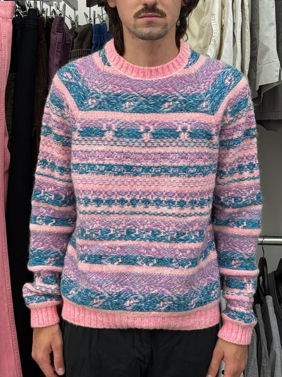 AW2019 Acne Studios Pink &  Blue Jacquard Karlos Sweater GbvGaDd 1
