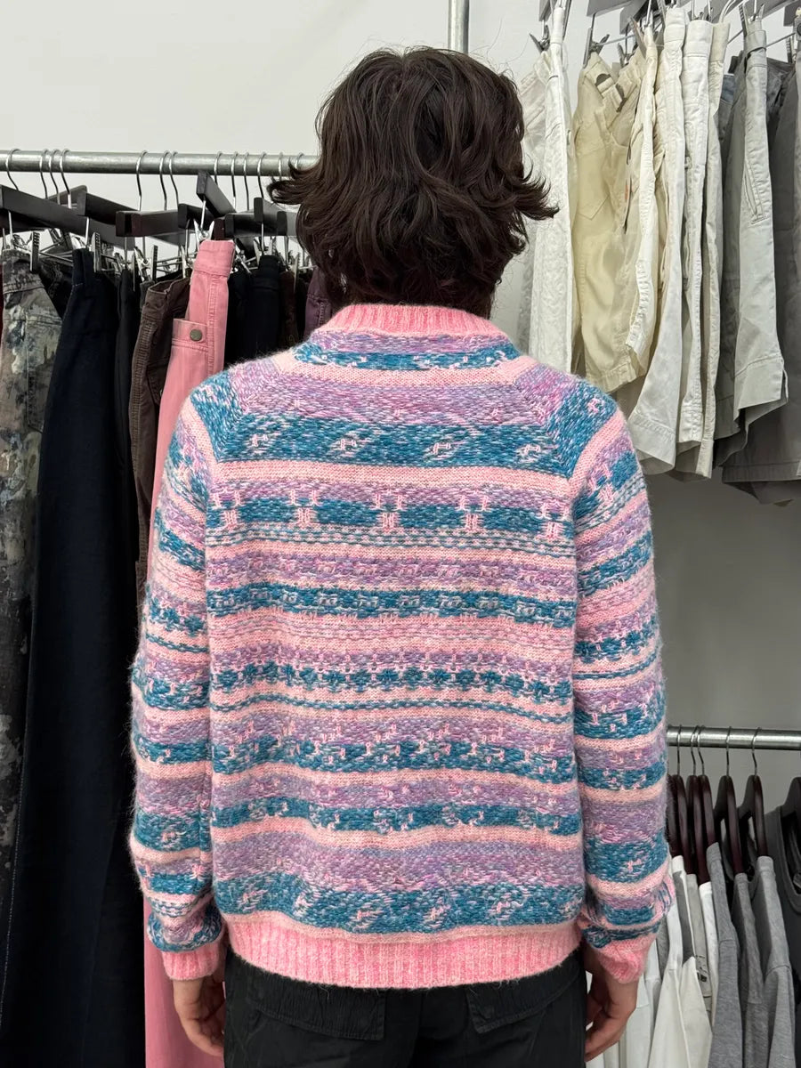 AW2019 Acne Studios Pink &  Blue Jacquard Karlos Sweater GbvGaDd 2