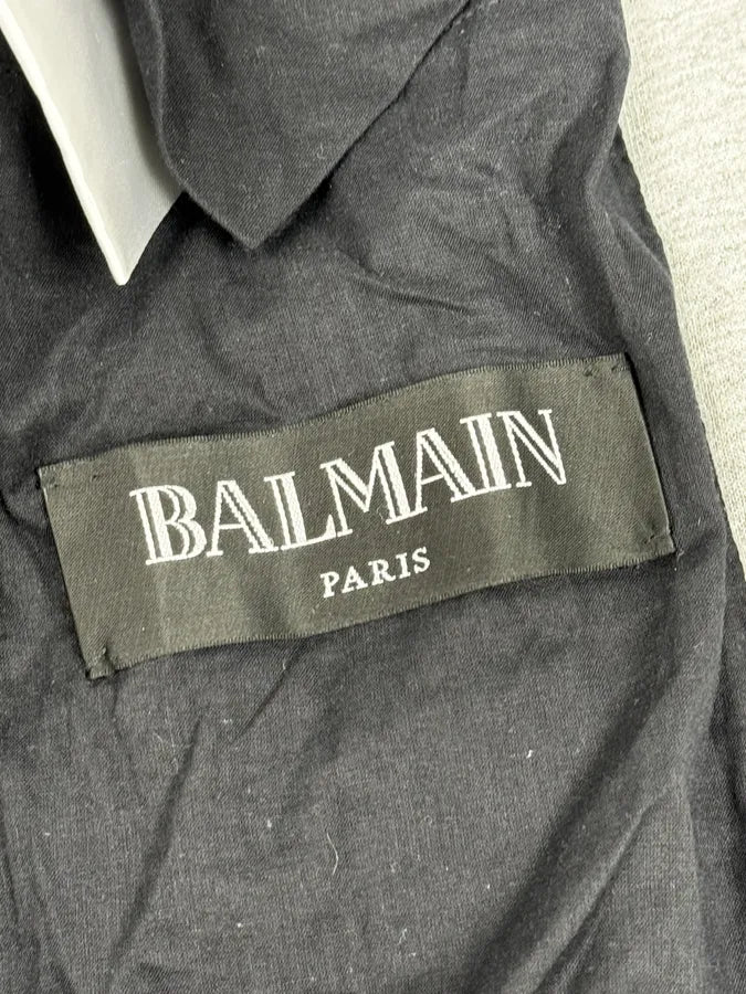SS2019 Balmain Sample Grey & Black Horpist Leather Zip-Up Hooded Jacket HnnCjru 9