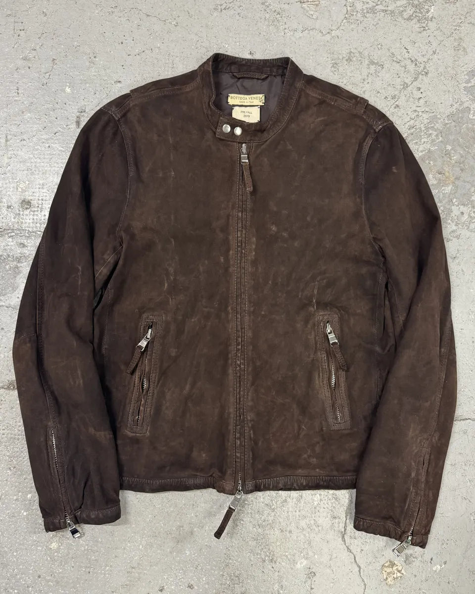 AW2019 Bottega Veneta Brown Suede Leather Jacket fTlxuBu 0