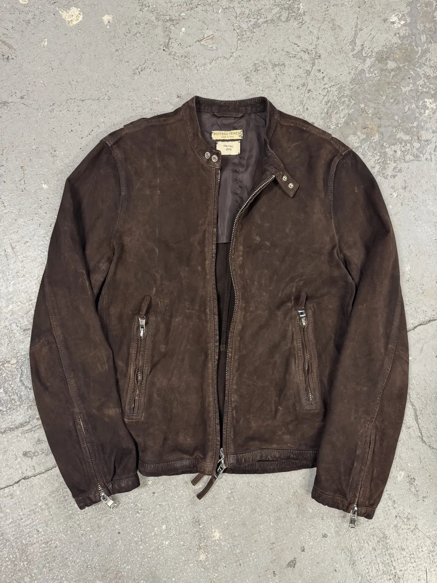AW2019 Bottega Veneta Brown Suede Leather Jacket fTlxuBu 4