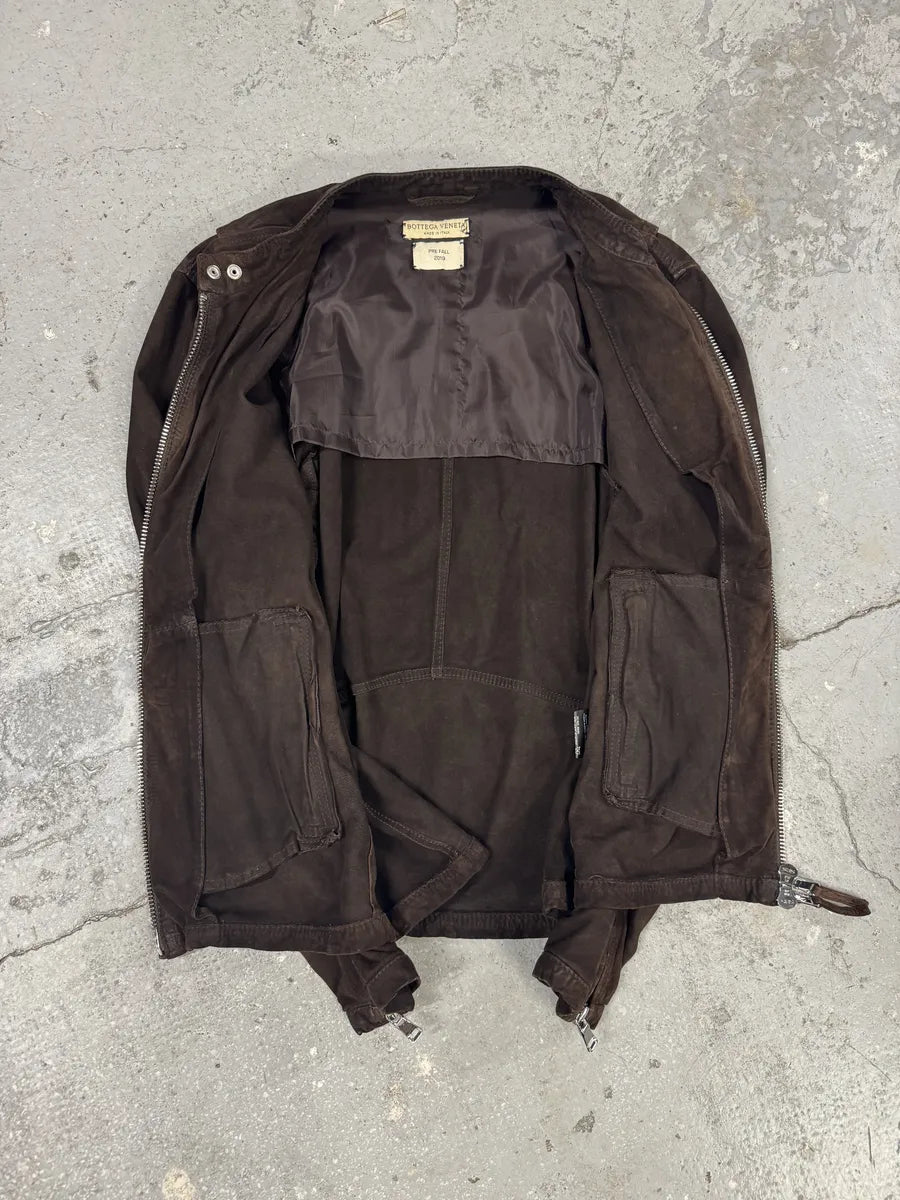 AW2019 Bottega Veneta Brown Suede Leather Jacket fTlxuBu 6