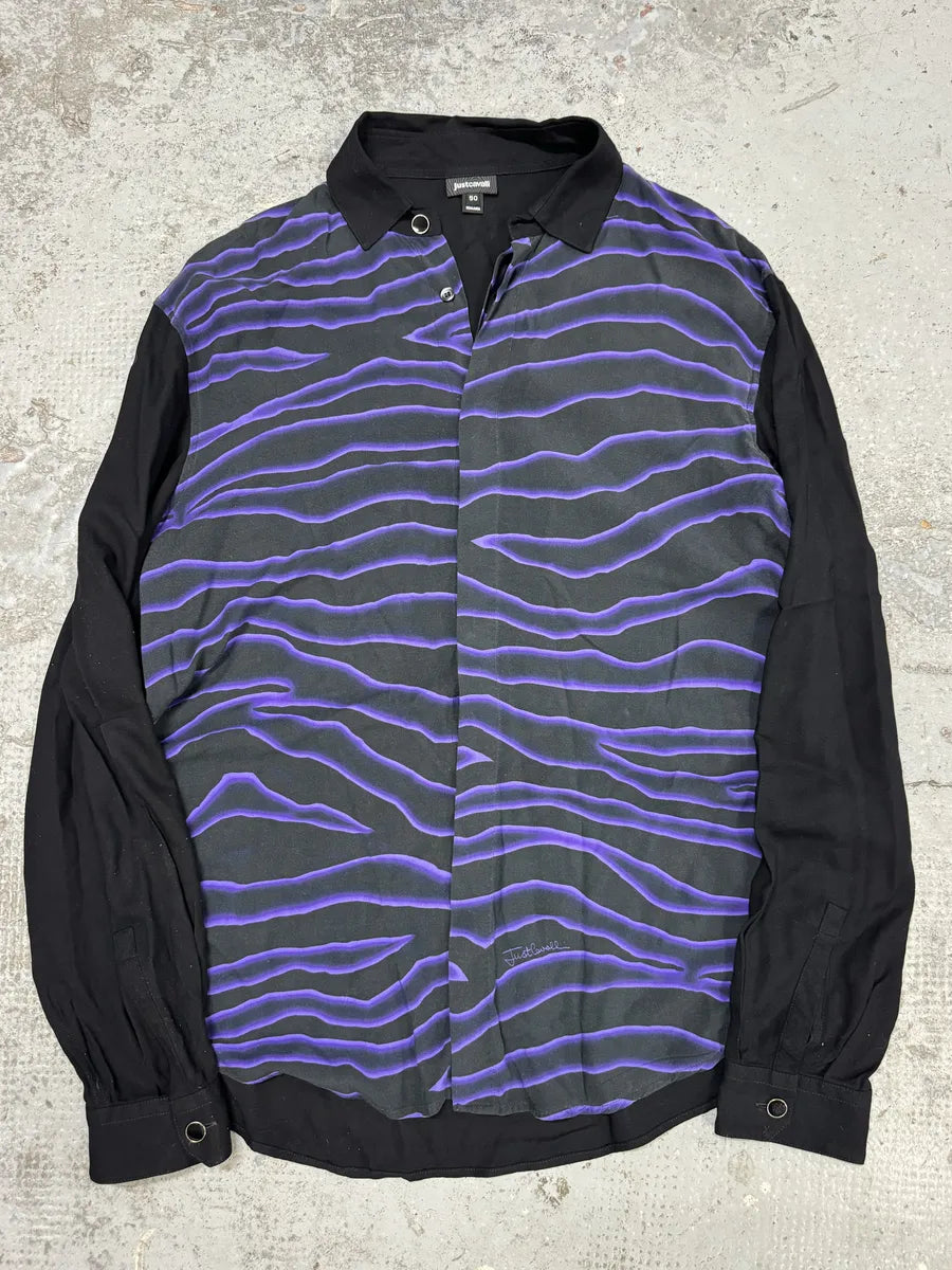 AW2019 Cavalli Black & Purple Hallucination Psycho Shirt ywBlLix 0