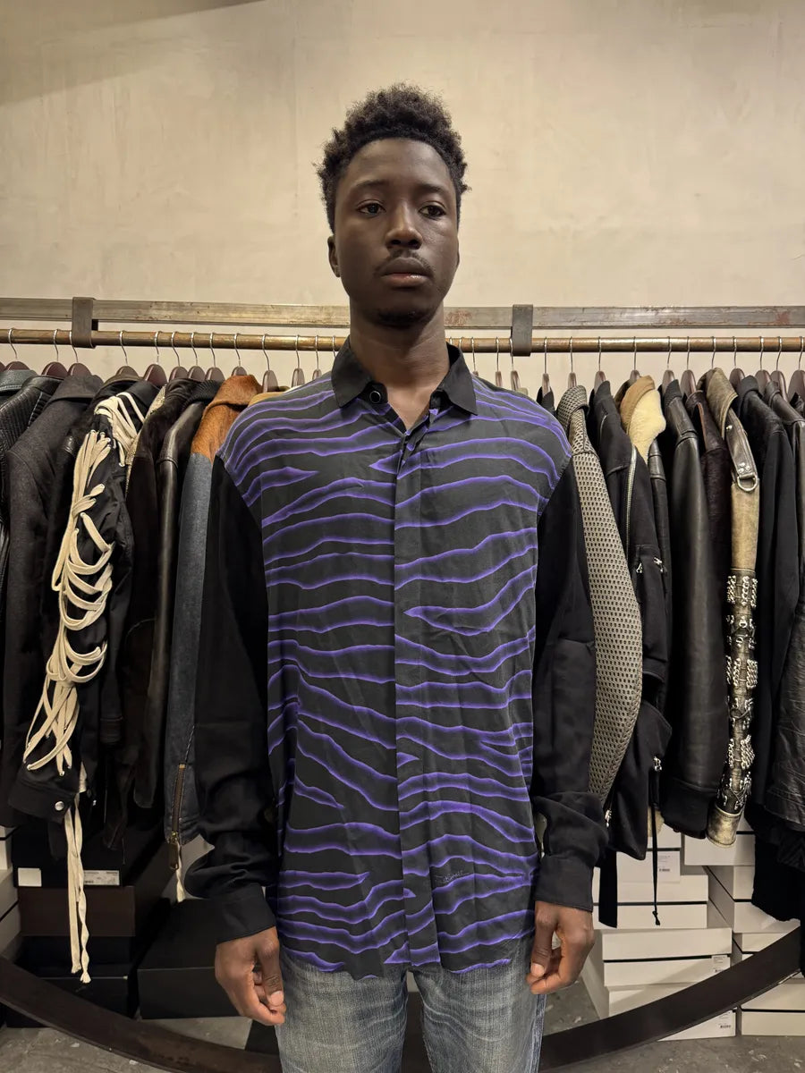 AW2019 Cavalli Black & Purple Hallucination Psycho Shirt ywBlLix 1