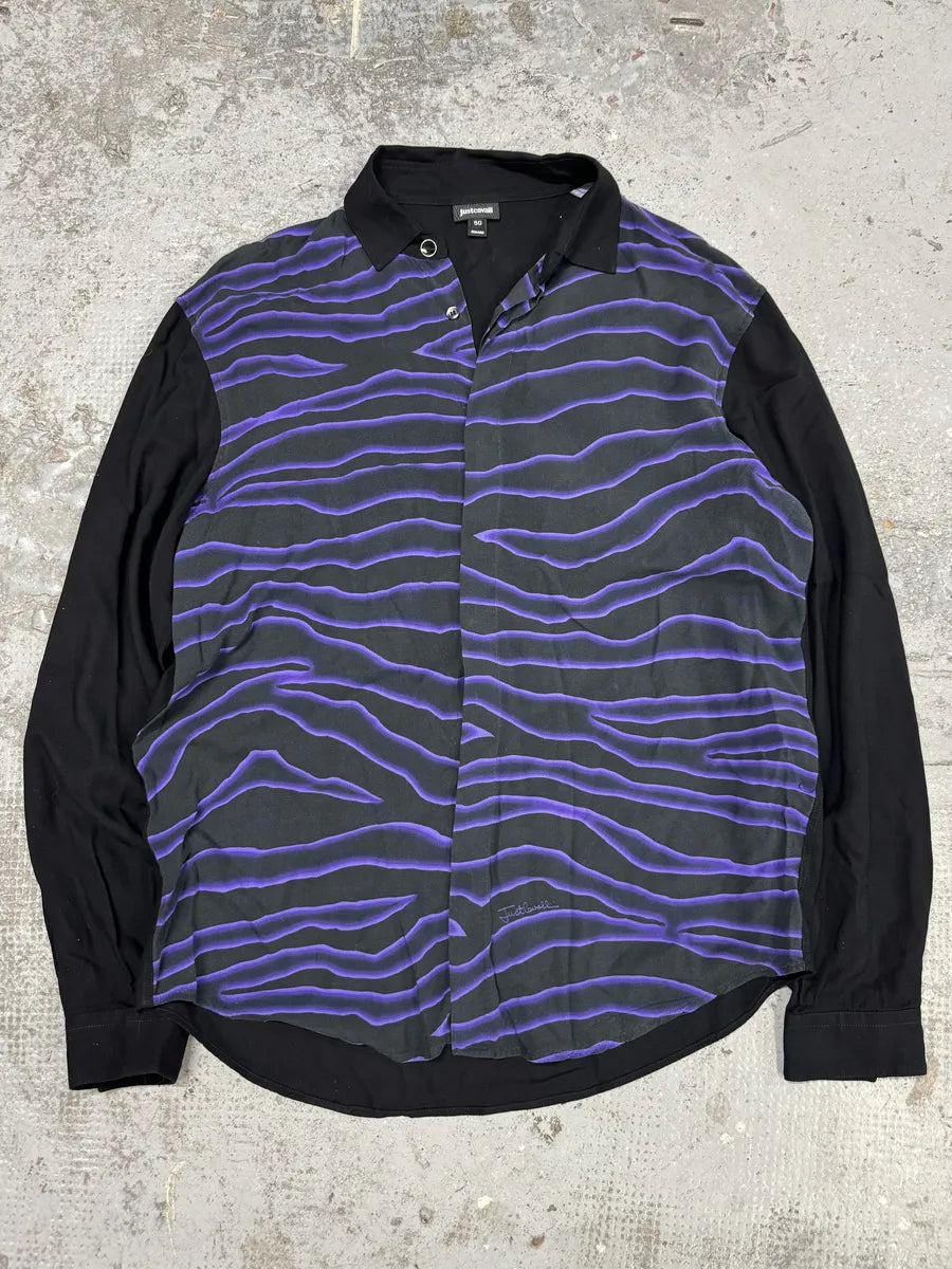AW2019 Cavalli Black & Purple Hallucination Psycho Shirt ywBlLix 3