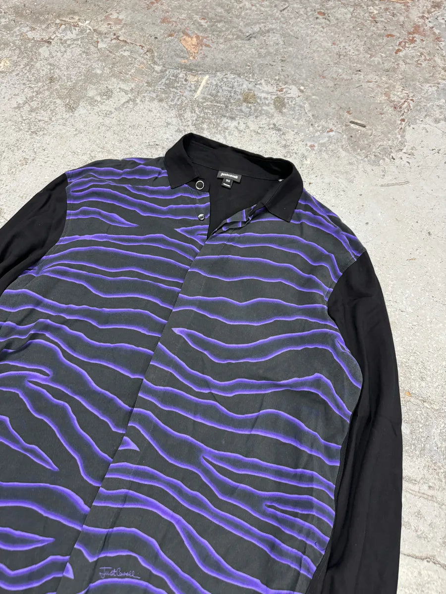 AW2019 Cavalli Black & Purple Hallucination Psycho Shirt ywBlLix 4