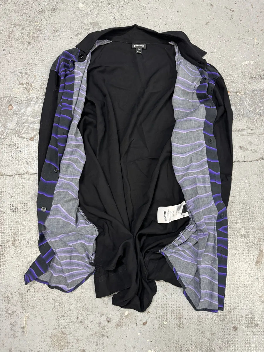 AW2019 Cavalli Black & Purple Hallucination Psycho Shirt ywBlLix 5