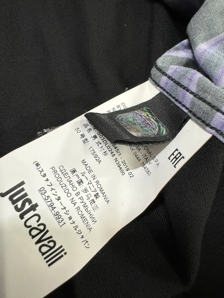 AW2019 Cavalli Black & Purple Hallucination Psycho Shirt ywBlLix 6