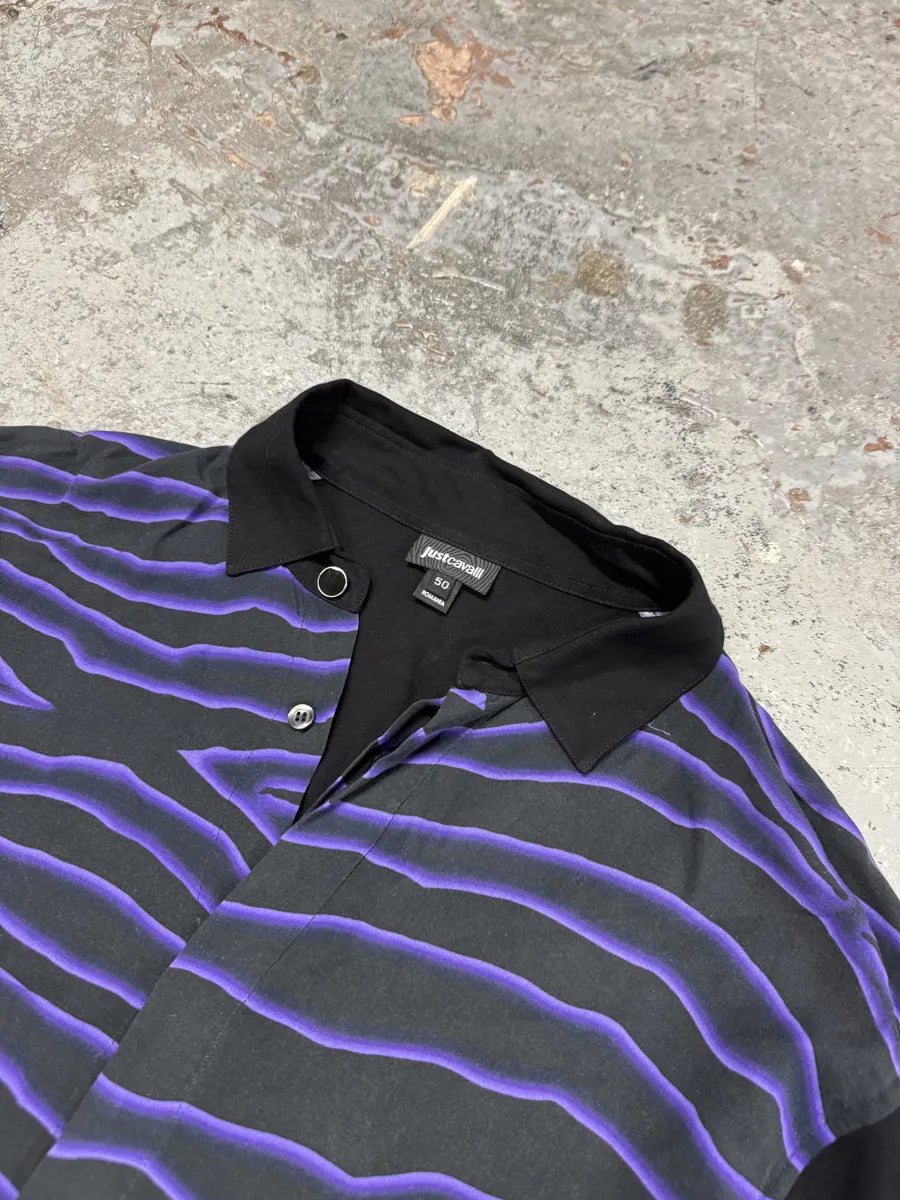 AW2019 Cavalli Black & Purple Hallucination Psycho Shirt ywBlLix 8