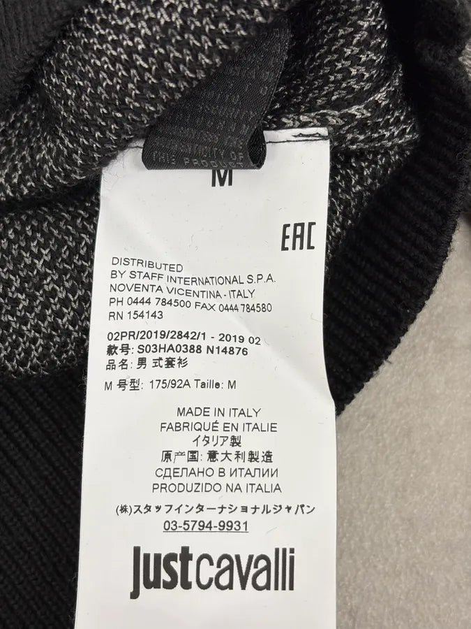 AW2019 Cavalli Pixel Map Black Sweater BtcNgLE 9