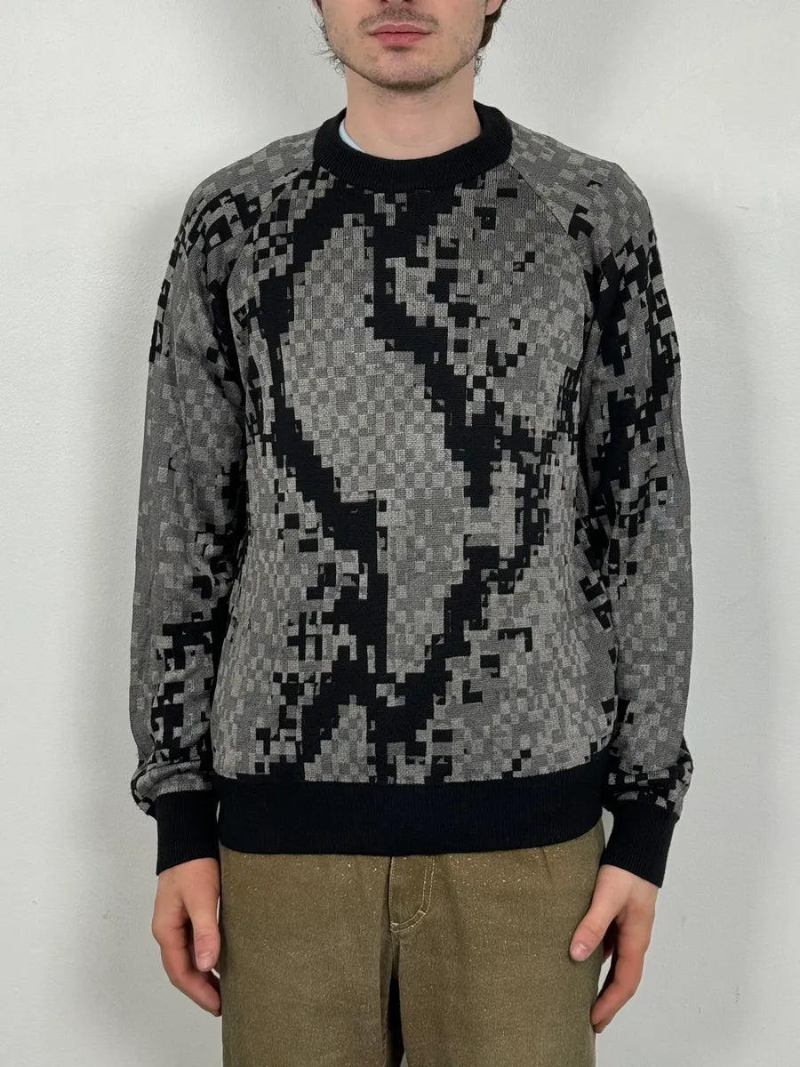 AW2019 Cavalli Pixel Map Black Sweater BtcNgLE 1