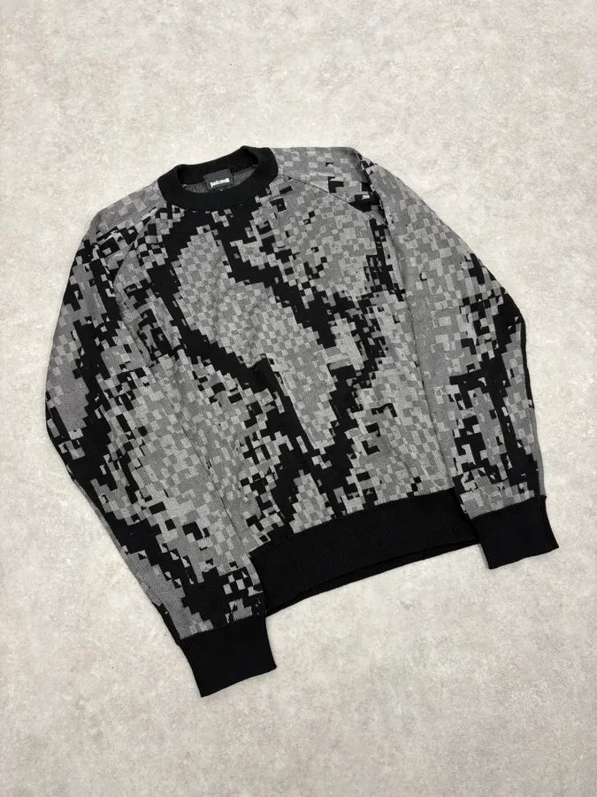 AW2019 Cavalli Pixel Map Black Sweater BtcNgLE 3