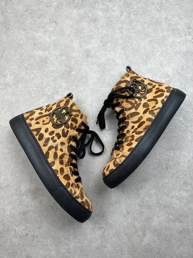 AW2019 Cavalli Pony Hair Leopard High Sneakers XrFIjno 2