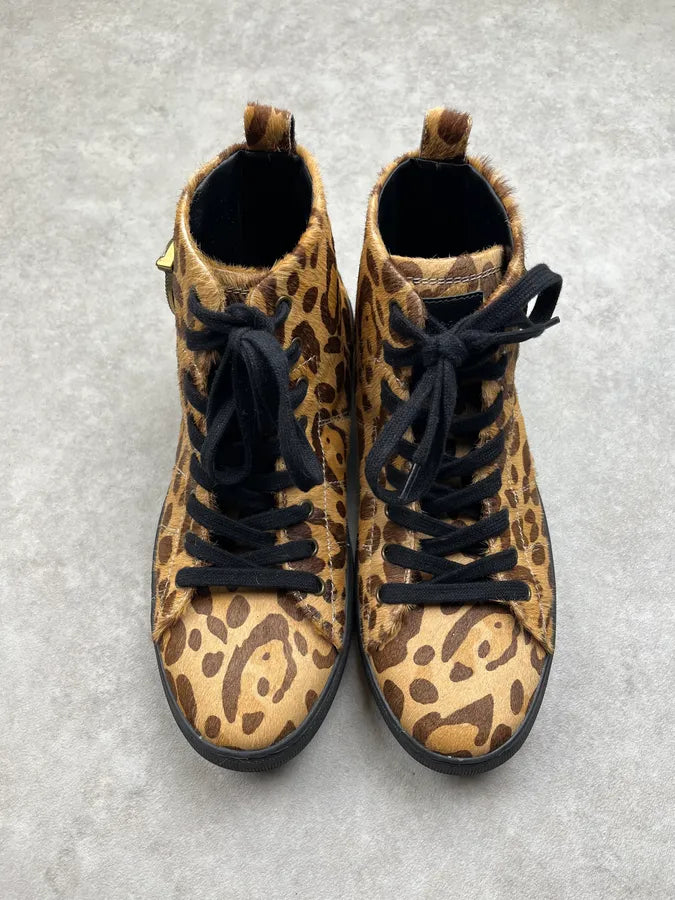 AW2019 Cavalli Pony Hair Leopard High Sneakers XrFIjno 3