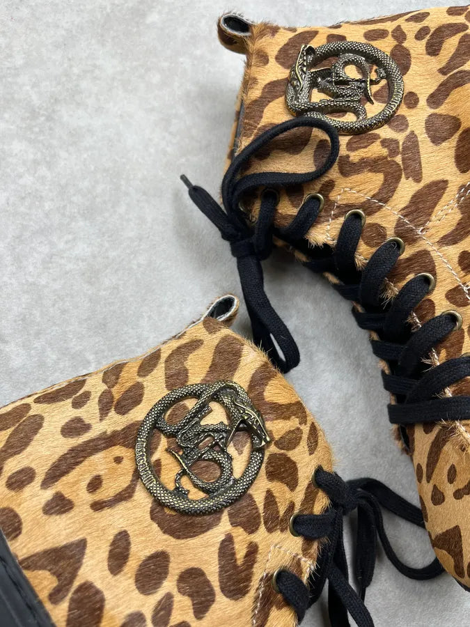 AW2019 Cavalli Pony Hair Leopard High Sneakers XrFIjno 5