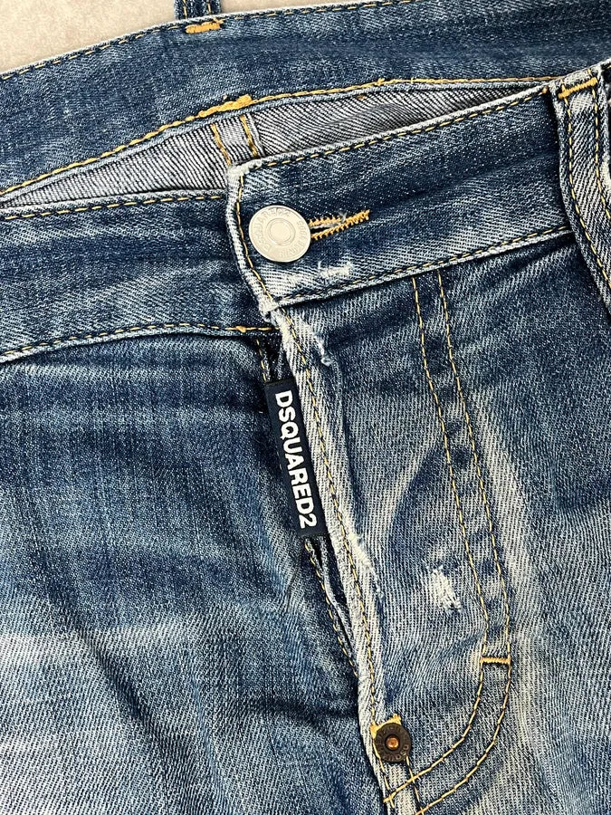 AW2019 Dsquared2 Blue Painted Denim Jeans lXeDEJc 10