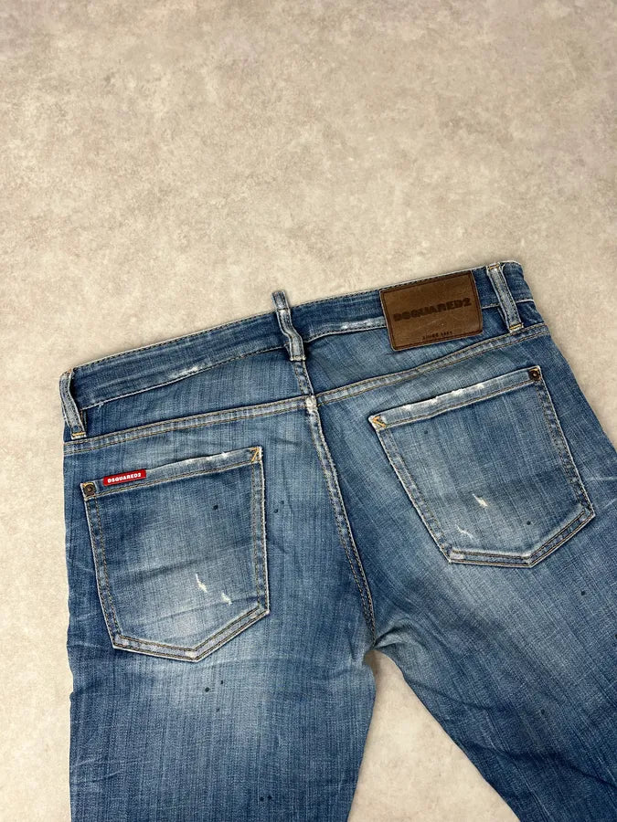 AW2019 Dsquared2 Blue Painted Denim Jeans lXeDEJc 7