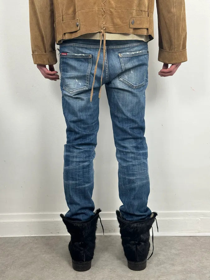 AW2019 Dsquared2 Blue Painted Denim Jeans lXeDEJc 3
