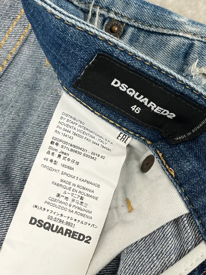AW2019 Dsquared2 Blue Painted Denim Jeans lXeDEJc 11
