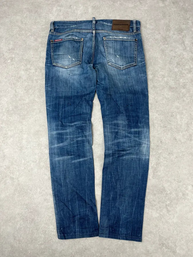 AW2019 Dsquared2 Blue Painted Denim Jeans lXeDEJc 6