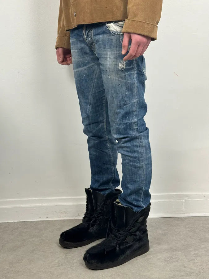 AW2019 Dsquared2 Blue Painted Denim Jeans lXeDEJc 2