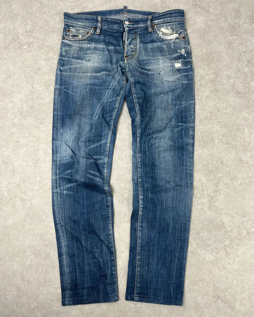 AW2019 Dsquared2 Blue Painted Denim Jeans lXeDEJc 0