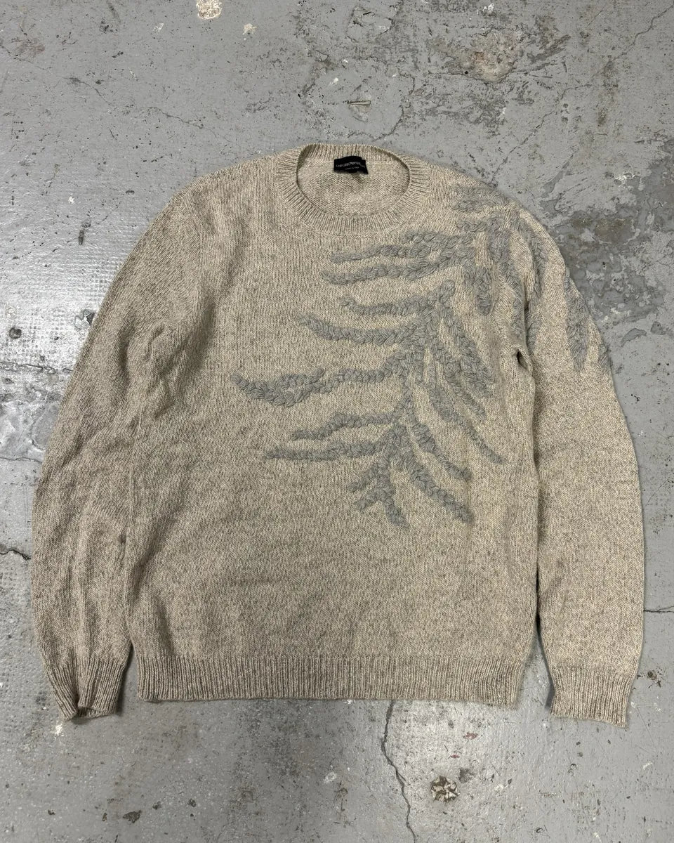 AW2019 Emporio Armani Abstract Roots Wool Beige Sweater (L) 1