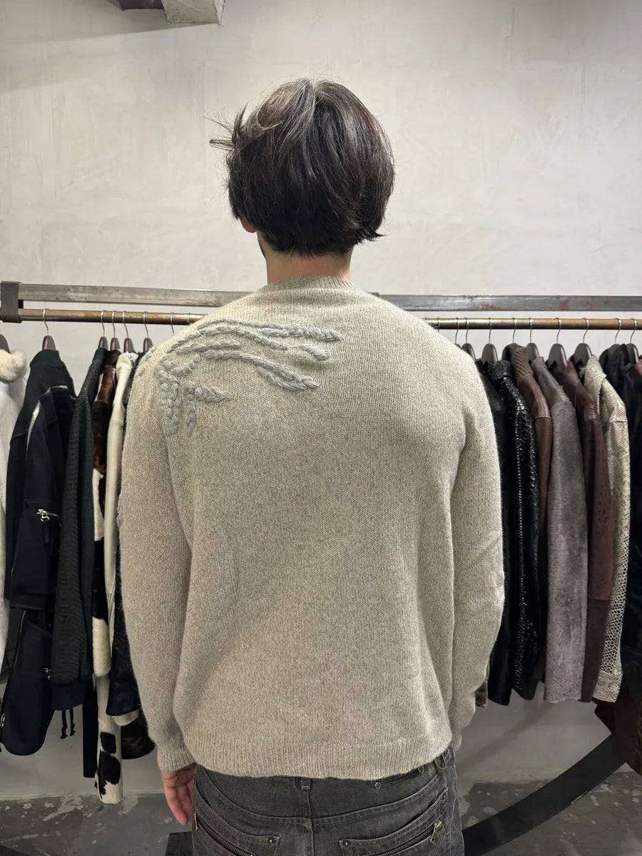 AW2019 Emporio Armani Abstract Roots Wool Beige Sweater (L) 2