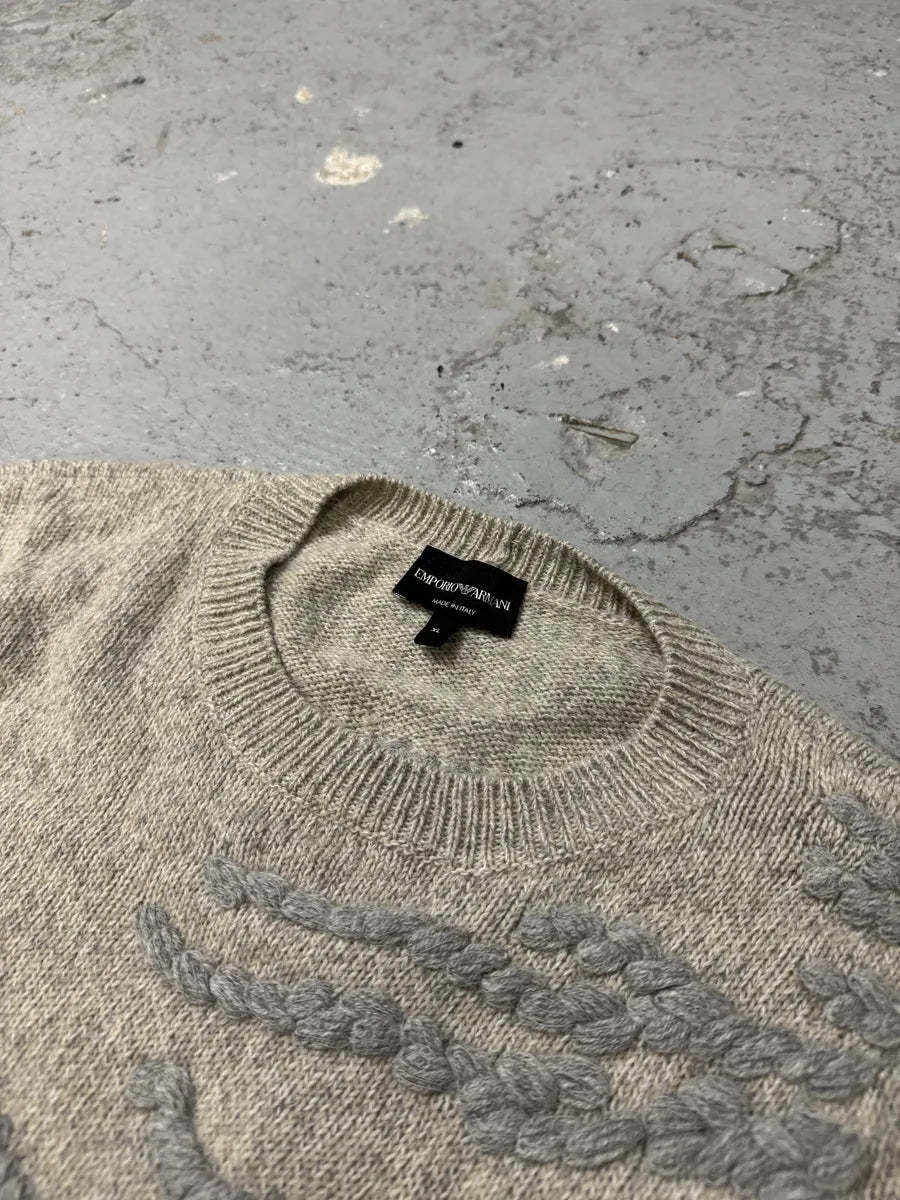 AW2019 Emporio Armani Abstract Roots Wool Beige Sweater (L) 5